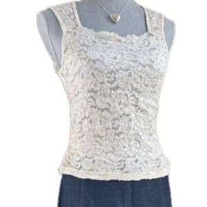 VINTAGE WHITE LACE TANK TOP (cotton fiber)